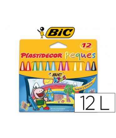 Lapices cera plastidecor peques caja de 12 unidades colores surtidos