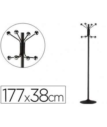 Metal coat rack with 8 hangers in black color 177x38 cm