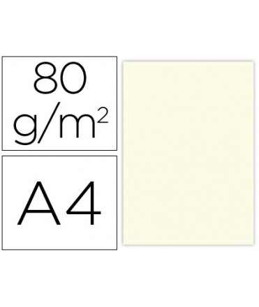 Papel color liderpapel din a4 80gr crema paquete de 100 hojas