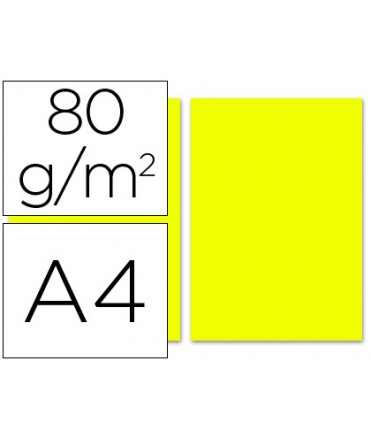 Papel color liderpapel din a4 80gr limon paquete de 100 hojas