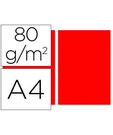Papel color liderpapel din a4 80gr rojo paquete de 100 hojas