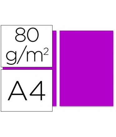 Papel color liderpapel din a4 80gr fucsia paquete de 100 hojas