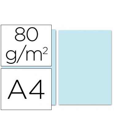 Papel color liderpapel din a4 80gr celeste paquete de 100 hojas
