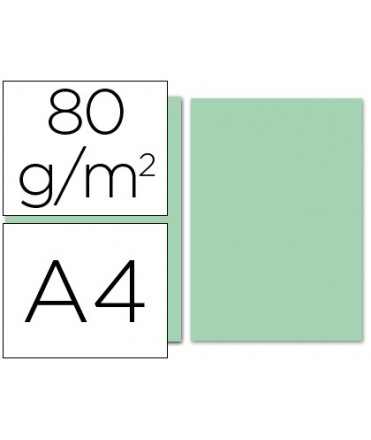 Papel color liderpapel din a4 80gr verde paquete de 100 hojas