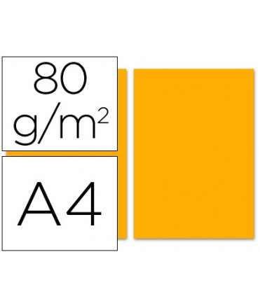 Papel color liderpapel a4 80gr naranja paquete de 100 hojas
