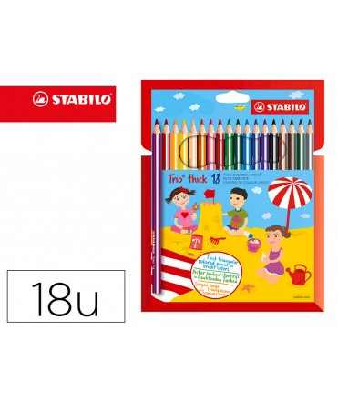 Lapices de colores stabilo trio punta gruesa caja de 18 colores escolar