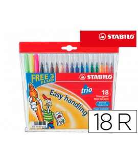 Rotulador escolar stabilo trio a-z bolsa de 18 unidades colores surtidos