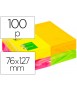 Removable & Put Sticky Notepad q-connect 127x76 mm fsc 100 fluorescent sheets pack of 12 - assorted in 4 colors