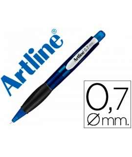 Artline retractable mechanical pencil with translucent rubber clamping 0.7 mm body blue