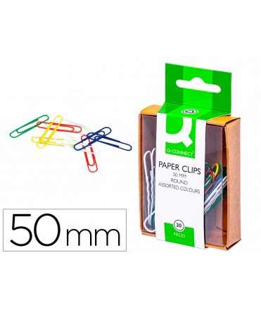 Clips colors q-connect 50 mm box of 30 units assorted colors