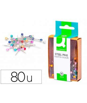 Aguja señalizadora q-connect caja de 80 unidades colores surtidos