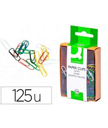 Coloured clips q-connect 26 mm box of 125 units assorted colours