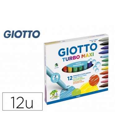 Giotto Turbo Maxi Box of 12 Washable Colors with Blocked Tip
