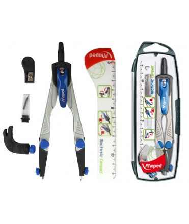 Compas maped con adaptador universal sistema de bloqueo patentado estuche de minas y afilaminas