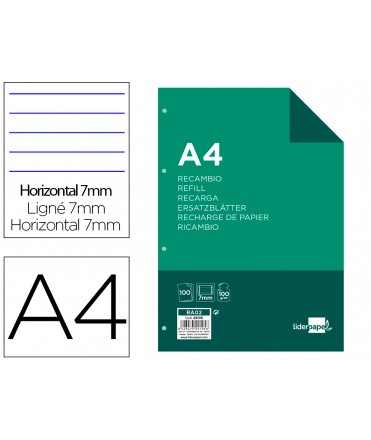 Refill liderpapel a4 100 sheets 100g/m2 horizontal with double margin 4 holes