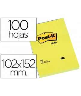 Bloc de notas adhesivas quita y pon post-it 102x152 mm con 100 hojas 659