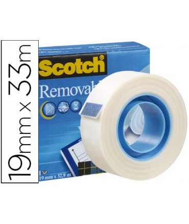Cinta adhesiva scotch magic invisible removible 33 m x 19 mm