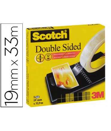 Cinta adhesiva scotch dos caras 33 m x 19 mm