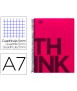 Cuaderno espiral liderpapel a7 micro think tapa plastico 100h 70g cuadro 5mm 4 bandas rosa