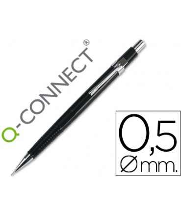 Portaminas q-connect 0,5 mm con tres minas cuerpo negro clip metalico