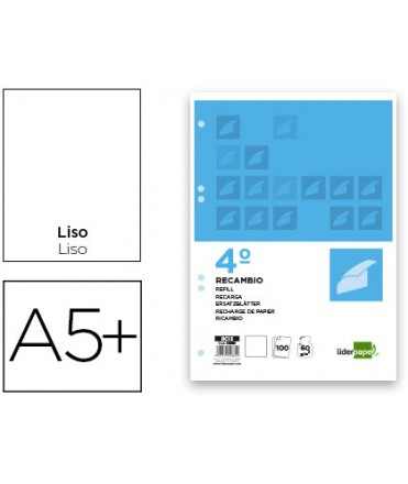 Refill liderpapel quarter 100 sheets 60g/m2 smooth without margin 6 holes