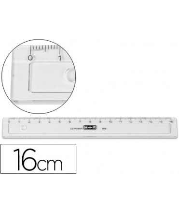 Ruler m+r 16 cm transparent plastic with bezel