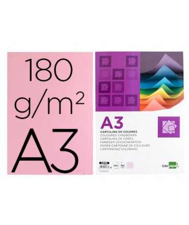 Cardboard liderpapel a3 180g/m2 pink pack of 100 sheets