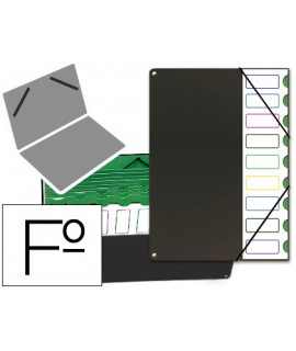 Carpeta clasificador tapa de plastico pardo folio -9 departamentos negro