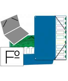 Carpeta clasificador tapa de plastico pardo folio -9 departamentos azul