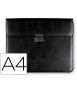 Cartera documentos q-connect negra 370x300 mm con 2 bolsas interiores