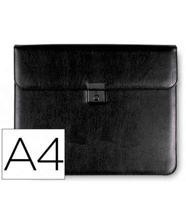 Cartera documentos q-connect negra 370x300 mm con 2 bolsas interiores