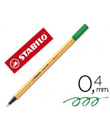 Rotulador stabilo punta de fib ra point 88 verde hoja punta fina 0,4mm