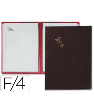 Porta menus pardo 4 fundas con laminas litografiadas negro