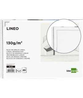 Bloc dibujo liderpapel lineal arquitectura espiral 230x325 mm 20 hojas 130g/m2 con recuadro perforado