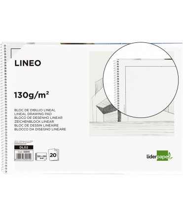 Bloc dibujo liderpapel lineal arquitectura espiral 230x325 mm 20 hojas 130g/m2 con recuadro perforado