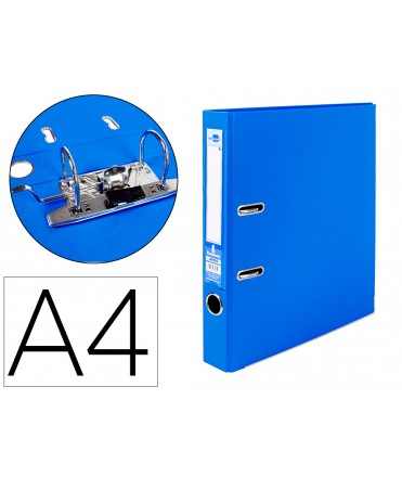 Archivador de palanca liderpapel a4 documenta forrado pvc con rado lomo 52mm azul compresor metalico