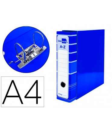 Archivador de palanca liderpapel a4 filing system forrado sin rado lomo 80mm azul con caja y compresor metalico