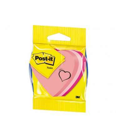 Blister papeleria 3m 2007h cubo de notas post-it troquelado corazon 3 colores neon