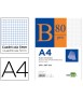 Bloc notas liderpapel cuadro 5mm a4 80 hojas 60g/m2 encolado 4 taladros doble margen
