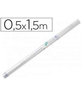 Rollo plastico adhesivo liderpapel 0,50x1,50 m 80 micras forralibros removible