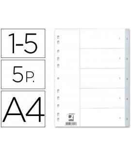 Separador numerico q-connect plastico 1-5 juego de 5 separadores din a4 multitaladro