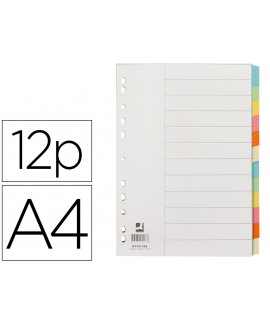 Cardboard q-connect divider set of 12 multi-drill din a4 dividers