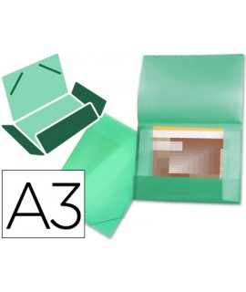 Carpeta liderpapel portadocumentos 44803 solapas polipropileno din a3 verde translucido lomo flexible