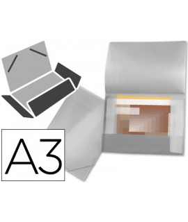 Carpeta liderpapel portadocumentos 44804 solapas polipropileno din a3 transparente translucido lomo flexible