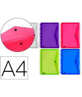 Folder liderpapel file brooch 36669 polypropylene din a4 pack of 5 assortments transparent multi-drill
