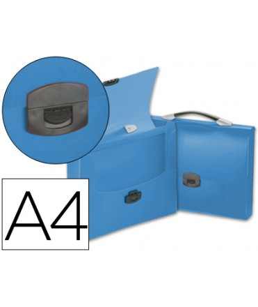Carpeta liderpapel portadocumentos broche polipropileno din a4 azul transparente con asa