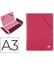 Carpeta liderpapel gomas a3 3 solapas carton prespan roja