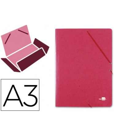 Carpeta liderpapel gomas a3 3 solapas carton prespan roja