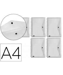 Folder liderpapel file brooch 36664 polypropylene din a4 pack of 5 colorless transparent multi-drill