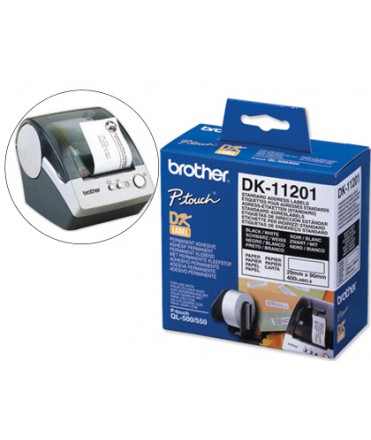 Etiqueta adhesiva brother dk11201 -tamaño 29x90 mm para impresoras de etiquetas ql -400 etiquetas-